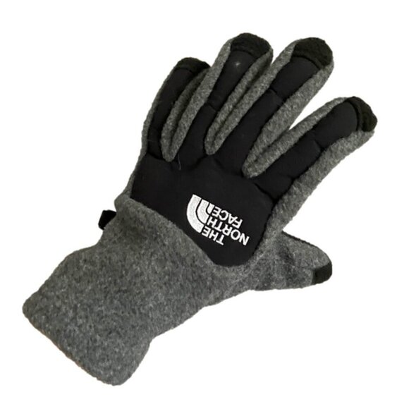 North Face Gray Fleece Denali Etip Gloves - Youth's Small - Picture 1 of 6